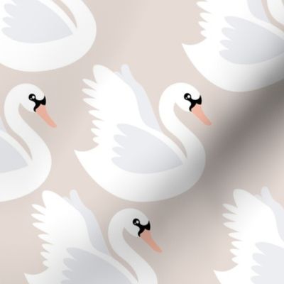 Romantic swan lake nursery swans pond girls pastel sand beige gray