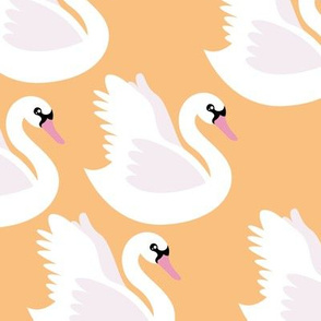 Romantic swan lake nursery swans pond girls pastel butterscotch yellow