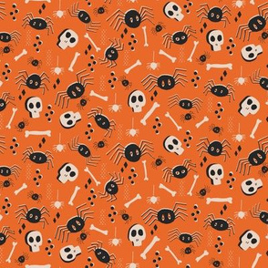 Vintage Halloween Skulls Bones and Spiders, Small