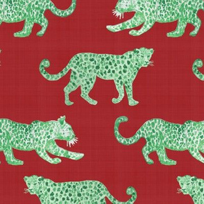 Leopard Parade Red with Green