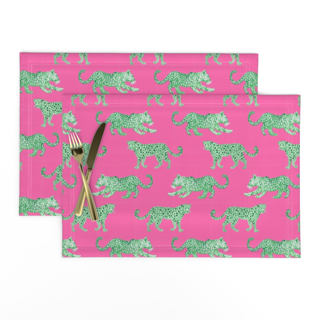 Leopard Parade  Pink with Green