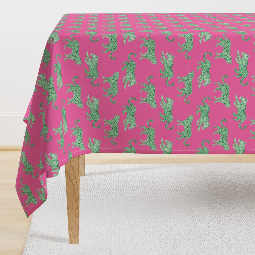 Leopard Parade  Pink with Green