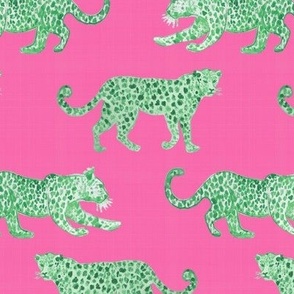 Leopard Parade  Pink with Green