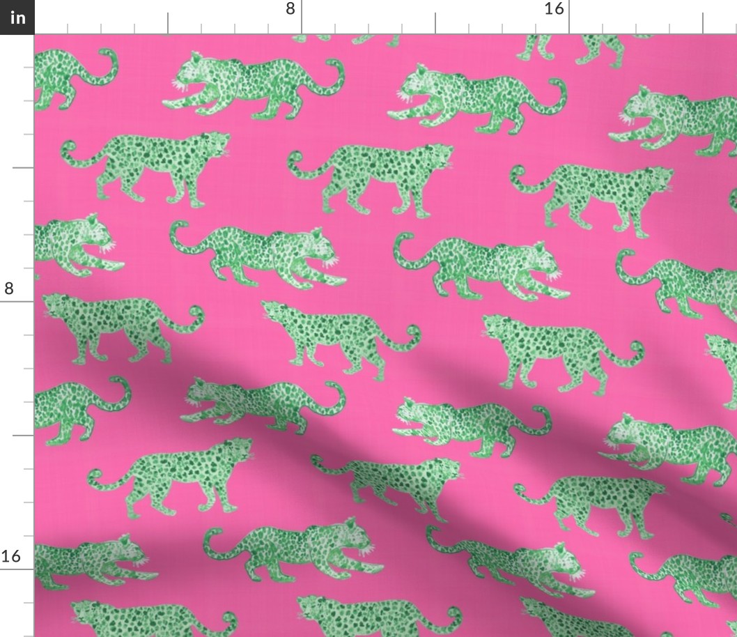Leopard Parade  Pink with Green