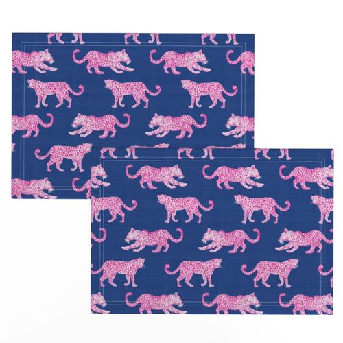 Leopard Parade Deep Blue with Hot Pink