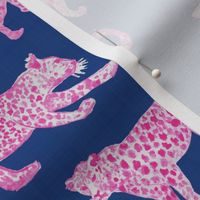 Leopard Parade Deep Blue with Hot Pink