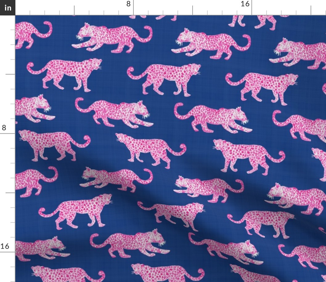 Leopard Parade Deep Blue with Hot Pink