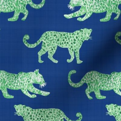 Leopard Parade Deep Blue with Green