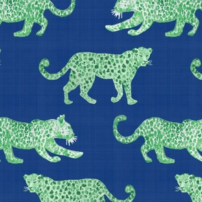 Leopard Parade Deep Blue with Green