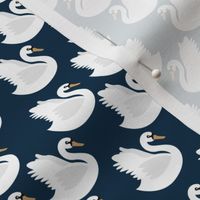 Romantic swan lake nursery swans pond girls pastel navy blue white SMALL