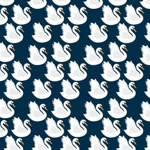 Romantic swan lake nursery swans pond girls pastel navy blue white SMALL