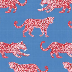 Leopard Parade Coral Red and Santorini Blue