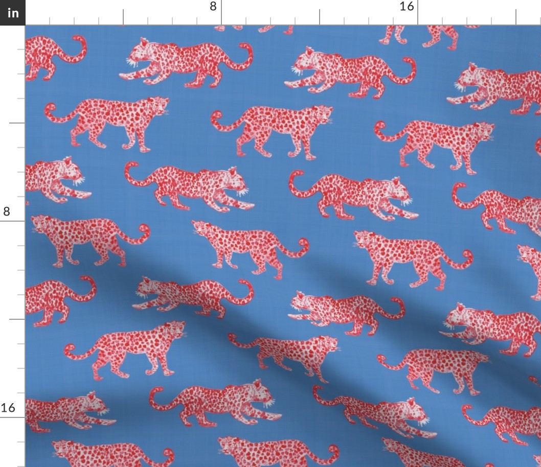Leopard Parade Coral Red and Santorini Blue