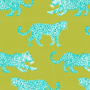 Leopard Parade Aqua on Citron