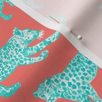 Leopard Parade Aqua on Coral