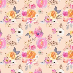 Kiss of Summer Watercolor Floral (Small) // Peachy Tan Neutral 