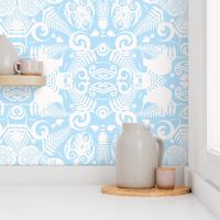 kiwi damask in baby blue