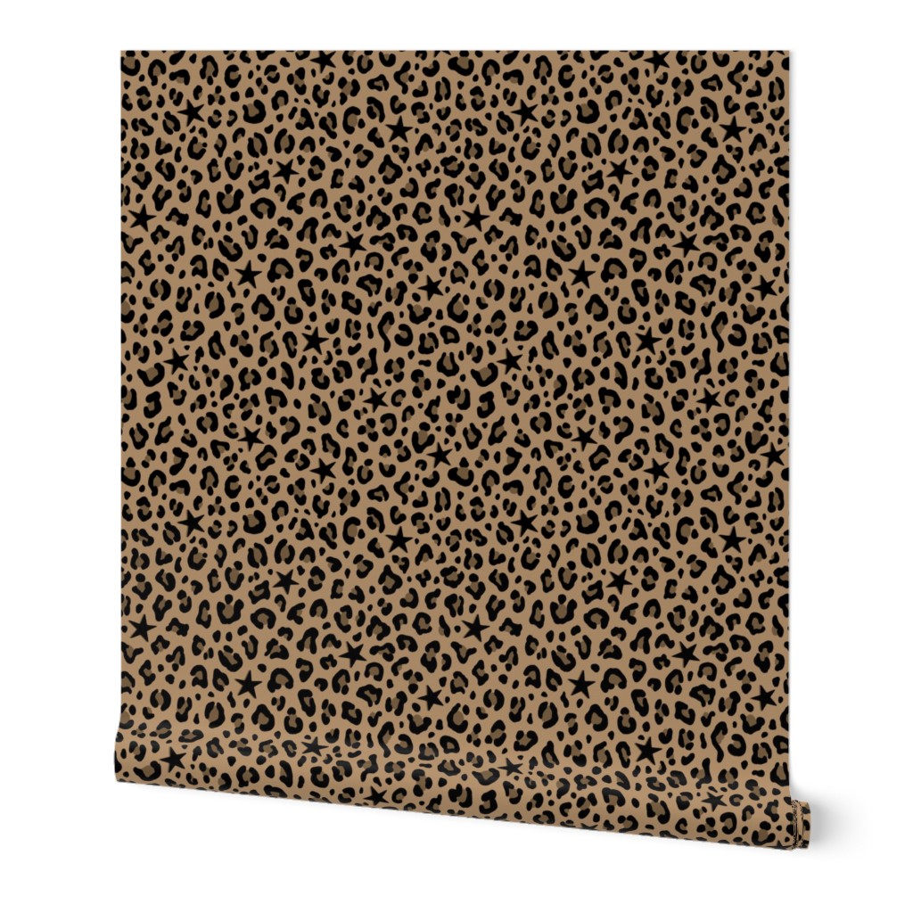 ★ STARS x LEOPARD ★ Iced Coffee Brown - Medium-Small Scale / Collection : Leopard Spots variations – Punk Rock Animal Prints 3