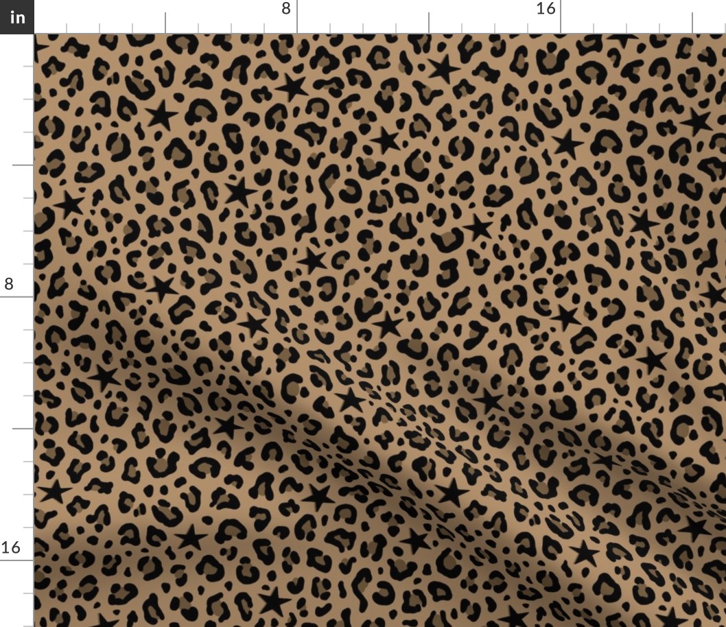 ★ STARS x LEOPARD ★ Iced Coffee Brown - Medium-Small Scale / Collection : Leopard Spots variations – Punk Rock Animal Prints 3