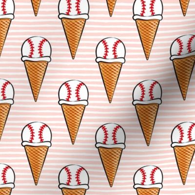 baseball ice cream cones - pink stripes - summer sports - LAD20