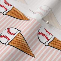 baseball ice cream cones - pink stripes - summer sports - LAD20