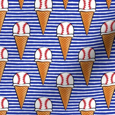 baseball ice cream cones - blue  stripes - summer sports - LAD20