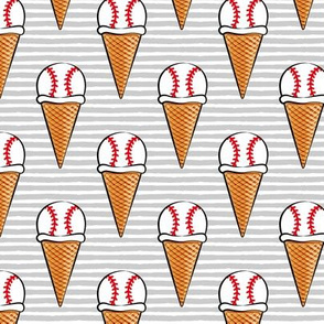 baseball ice cream cones - grey stripes - summer sports - LAD20
