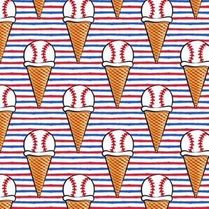 baseball ice cream cones - red and blue stripes - summer sports - LAD20