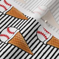 baseball ice cream cones - black stripes - summer sports - LAD20