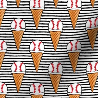 baseball ice cream cones - black stripes - summer sports - LAD20