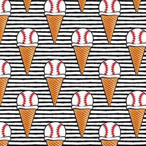 baseball ice cream cones - black stripes - summer sports - LAD20