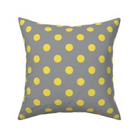 One Inch Illuminating Yellow Polka Dots on Ultimate Gray