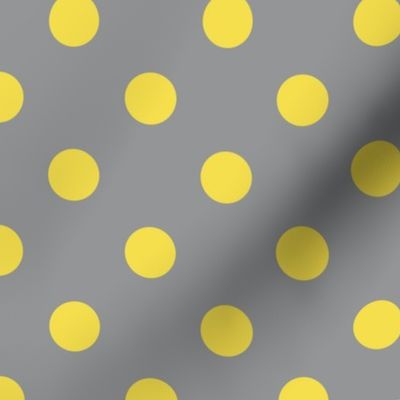 One Inch Illuminating Yellow Polka Dots on Ultimate Gray