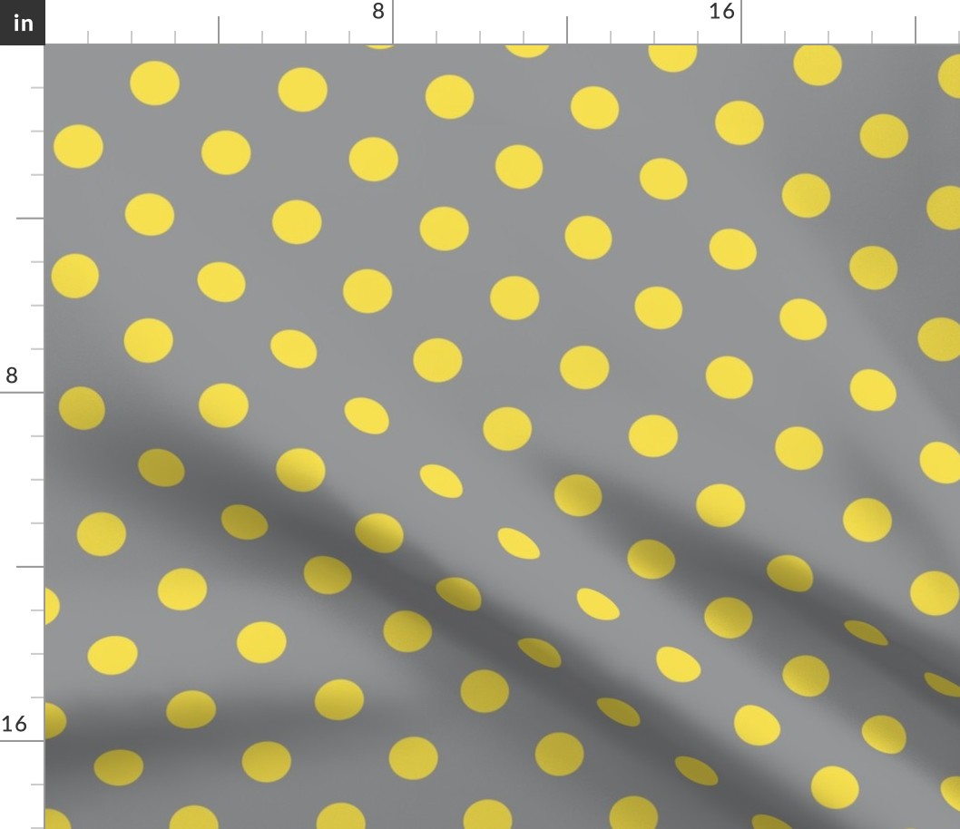 One Inch Illuminating Yellow Polka Dots on Ultimate Gray