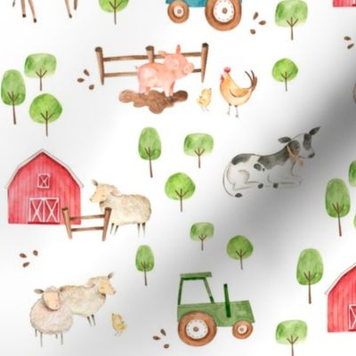 Farm Yard Animals - Cow, Sheep, Pig, & Horse