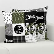 Little Man//Deerly Loved//Green & Black - Wholecloth Cheater Quilt - Rotated