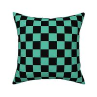 MINI Demon-Slaying Tanjiro  Teal Green Black Square Ichimatsu Checkered Plaid