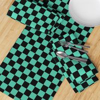 MINI Demon-Slaying Tanjiro  Teal Green Black Square Ichimatsu Checkered Plaid