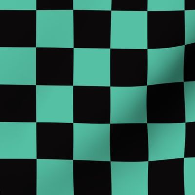 MINI Demon-Slaying Tanjiro  Teal Green Black Square Ichimatsu Checkered Plaid