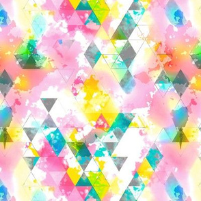 Rainbow Multi Color Triangles Watercolor Smaller