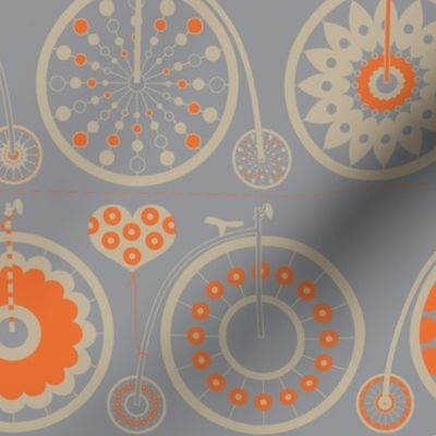 Bicycle Love - grey & orange