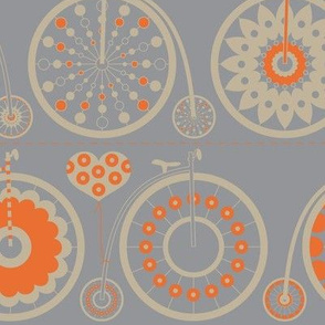 Bicycle Love - grey & orange