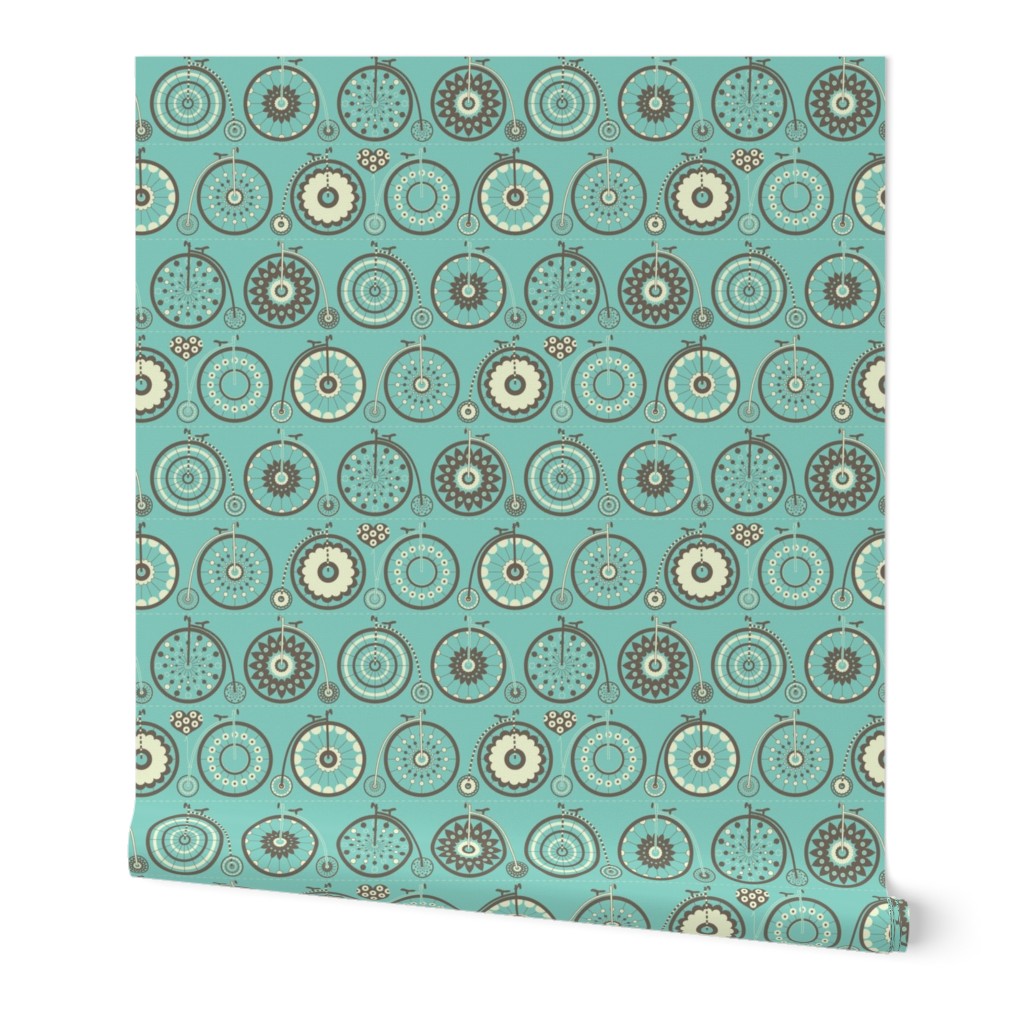 Bicycle Love - turquoise & charcoal