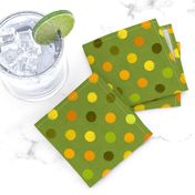 Cheerful Citrus Polka Dots - green background background