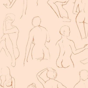 Figure Sketches (terra cotta on peach)