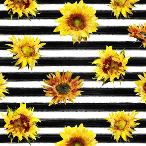 Sunflowers on Black Stripes - U.S. Designer Litchi/Pebbled Faux Leat –  TheTrendyOwl