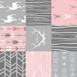 Custom Patchwork Deer - Pink and grey