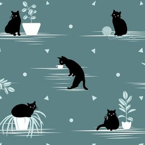 When the Black Cat is Alone at Home (Light Green)