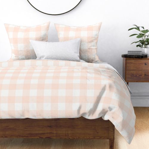 3" Gingham: Pastel Blush Peach Gingham Check, Peach Buffalo Plaid