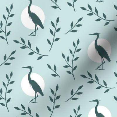 Heron with branches pattern - pine_mint design challenge